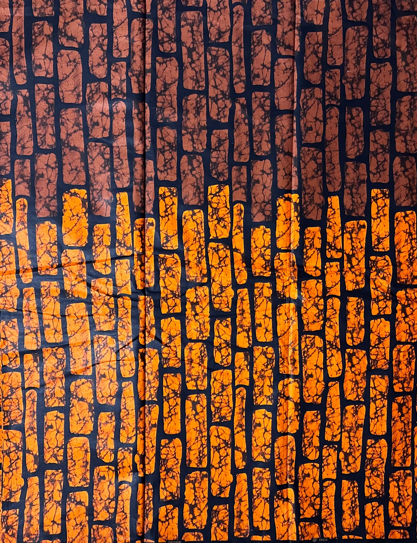 African Print Fabric, Ankara - Orange, Brown Fabric