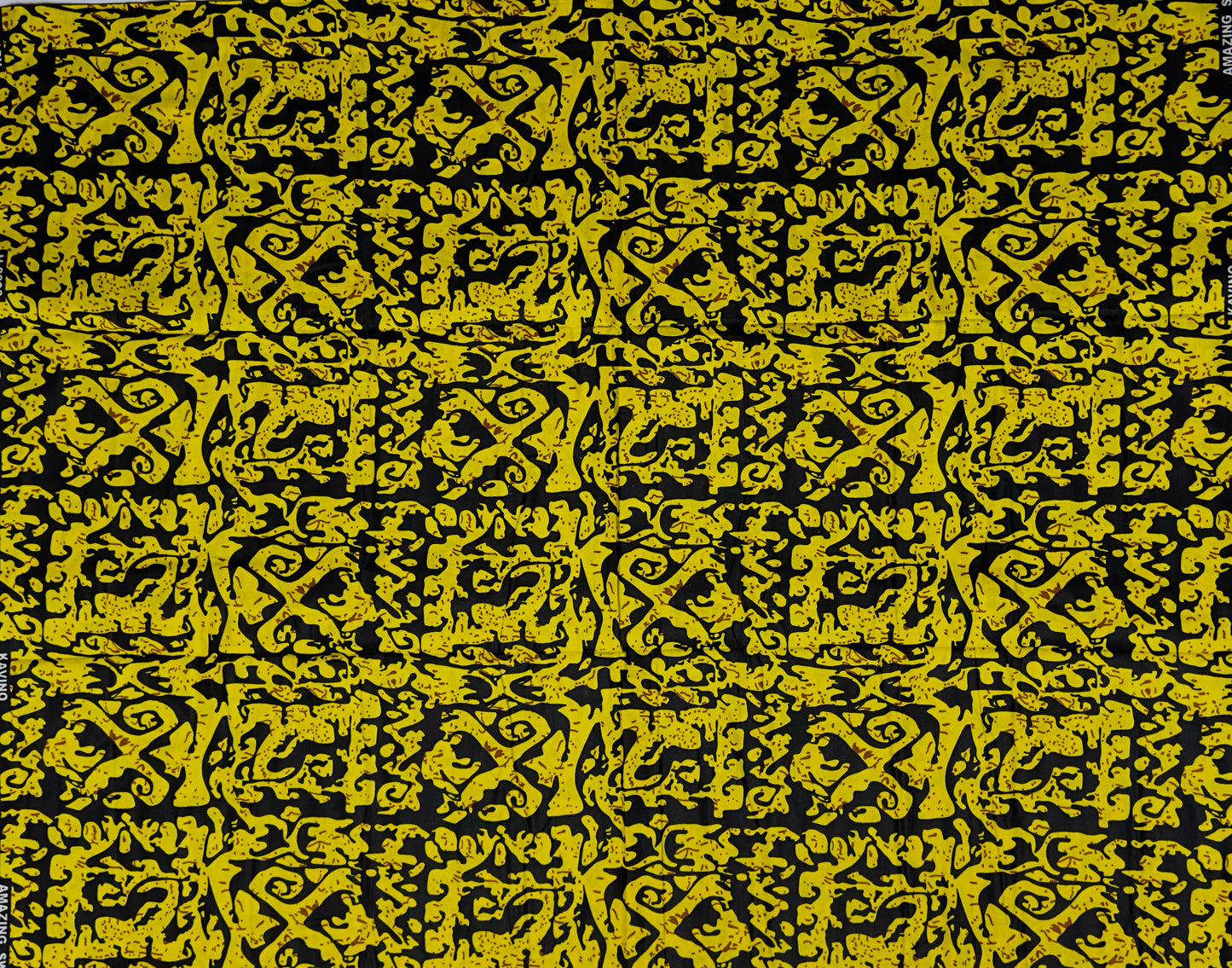 African Print Fabric, Ankara - Yellow Fabric