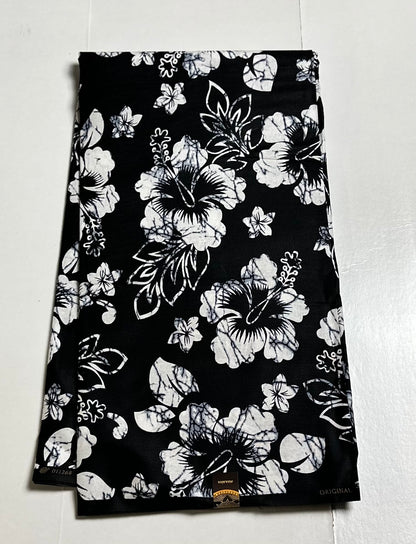 African Print Fabric, Ankara - Black, White Fabric