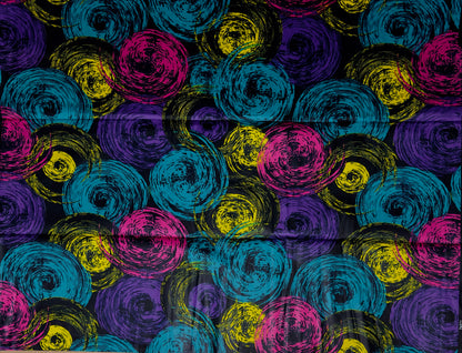 African Print Fabric, Ankara - Purple, Pink, Yellow Fabric