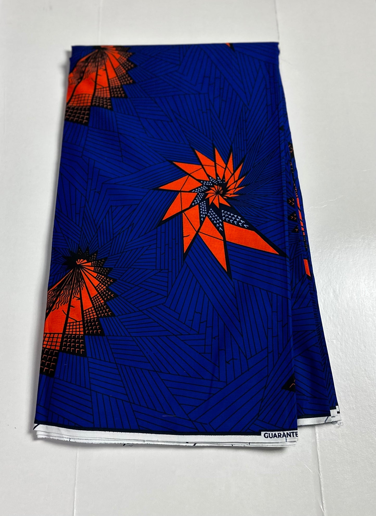 African Print Fabric, Ankara - Blue, Orange Fabric