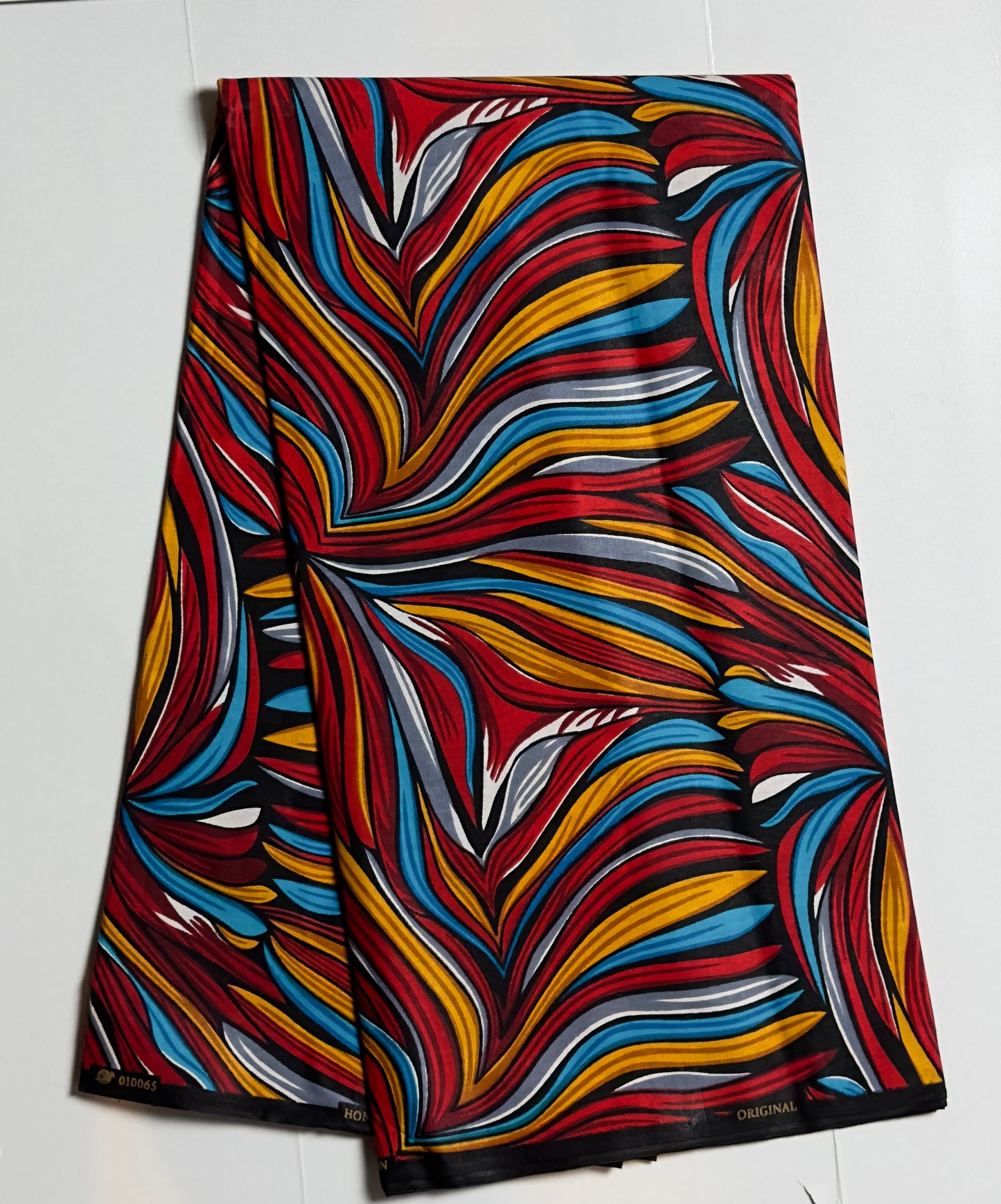 African Print Fabric, Ankara - Red, Black, Blue Fabric