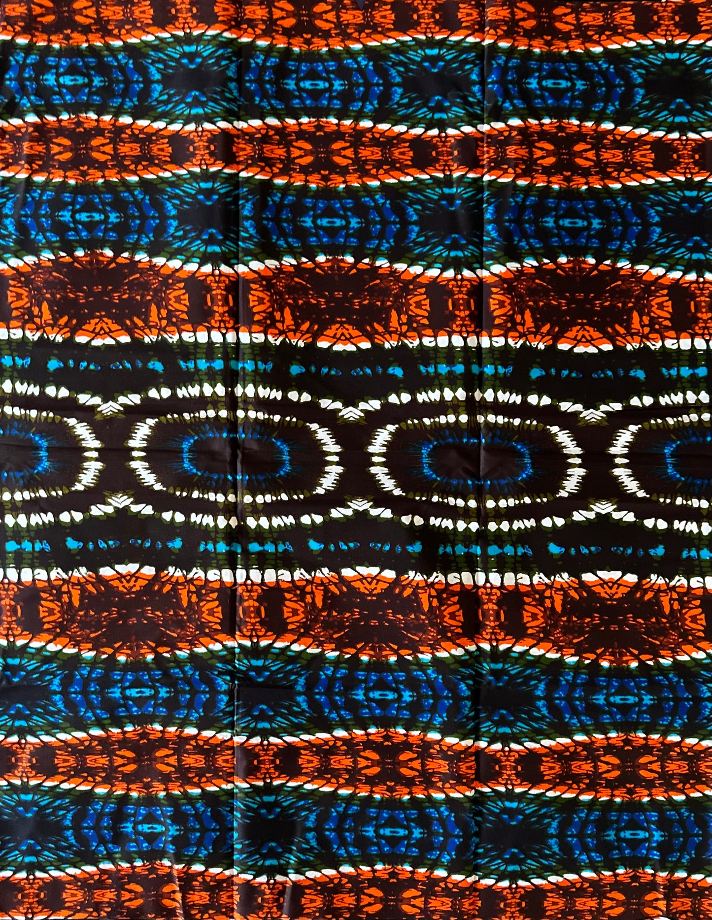 African Print Fabric, Ankara - Blue, Orange Fabric