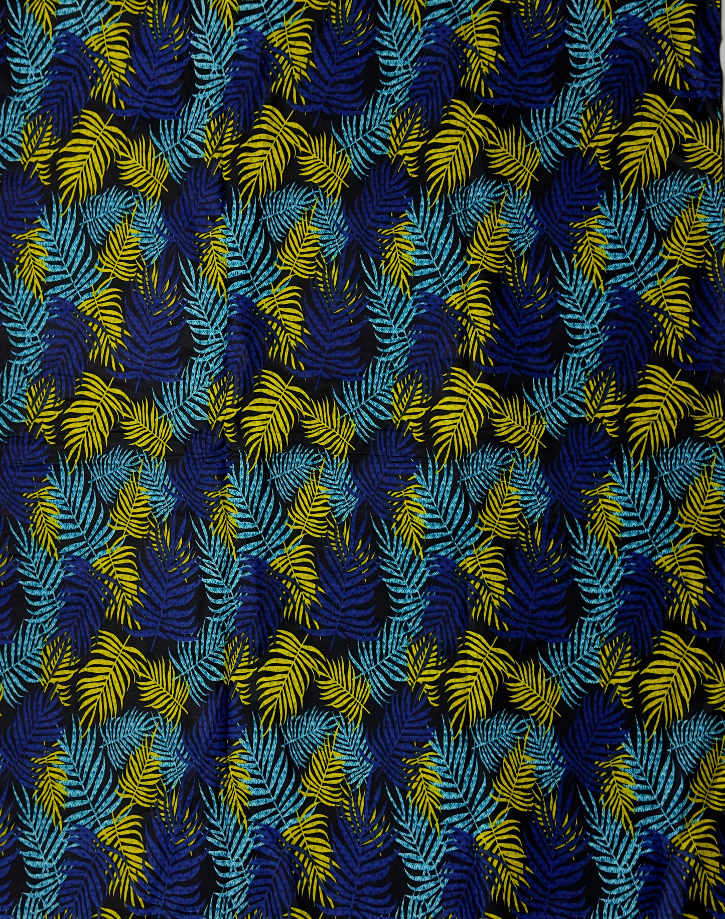 African Print Fabric, Ankara - Blue, Yellow Fabric