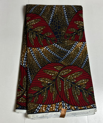 African Print Fabric, Ankara - Red, Brown Fabric