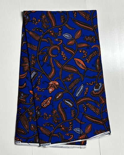 African Print Fabric, Ankara - Blue, Yellow Fabric