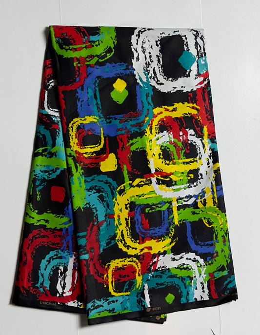 African Print Fabric, Ankara - Red, Green, Blue Fabric
