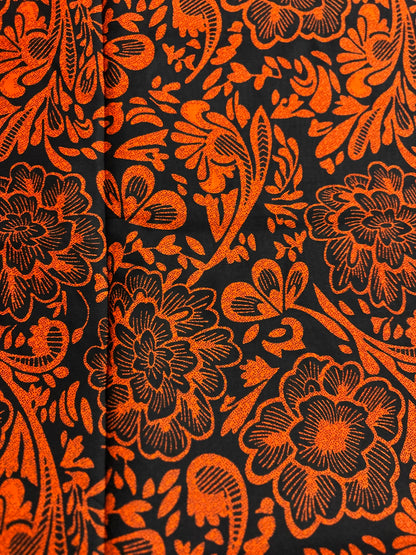 African Print Fabric, Ankara - Orange Fabric