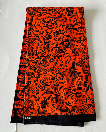 African Print Fabric, Ankara - Orange Fabric, African Clothing