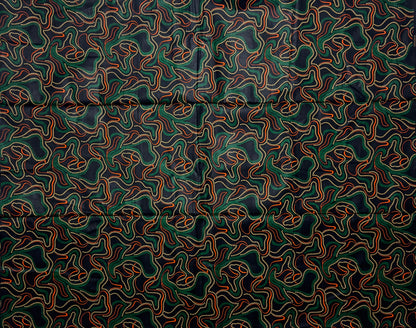 African Print Fabric - Green, Orange, Beige Ankara Fabric