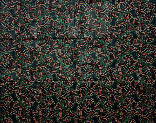 African Print Fabric - Green, Orange, Beige Ankara Fabric