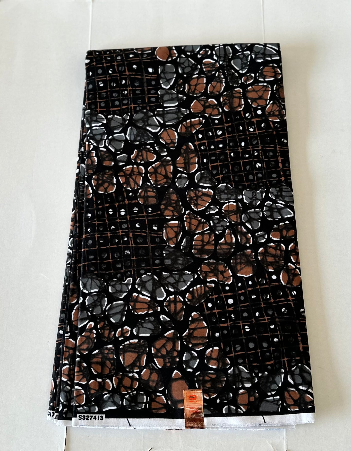 African Print Fabric, Ankara - Brown Fabric