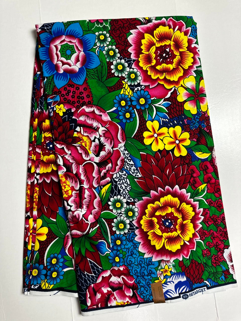 African Print Fabric, Ankara - Pink, Blue, Yellow, Green Fabric