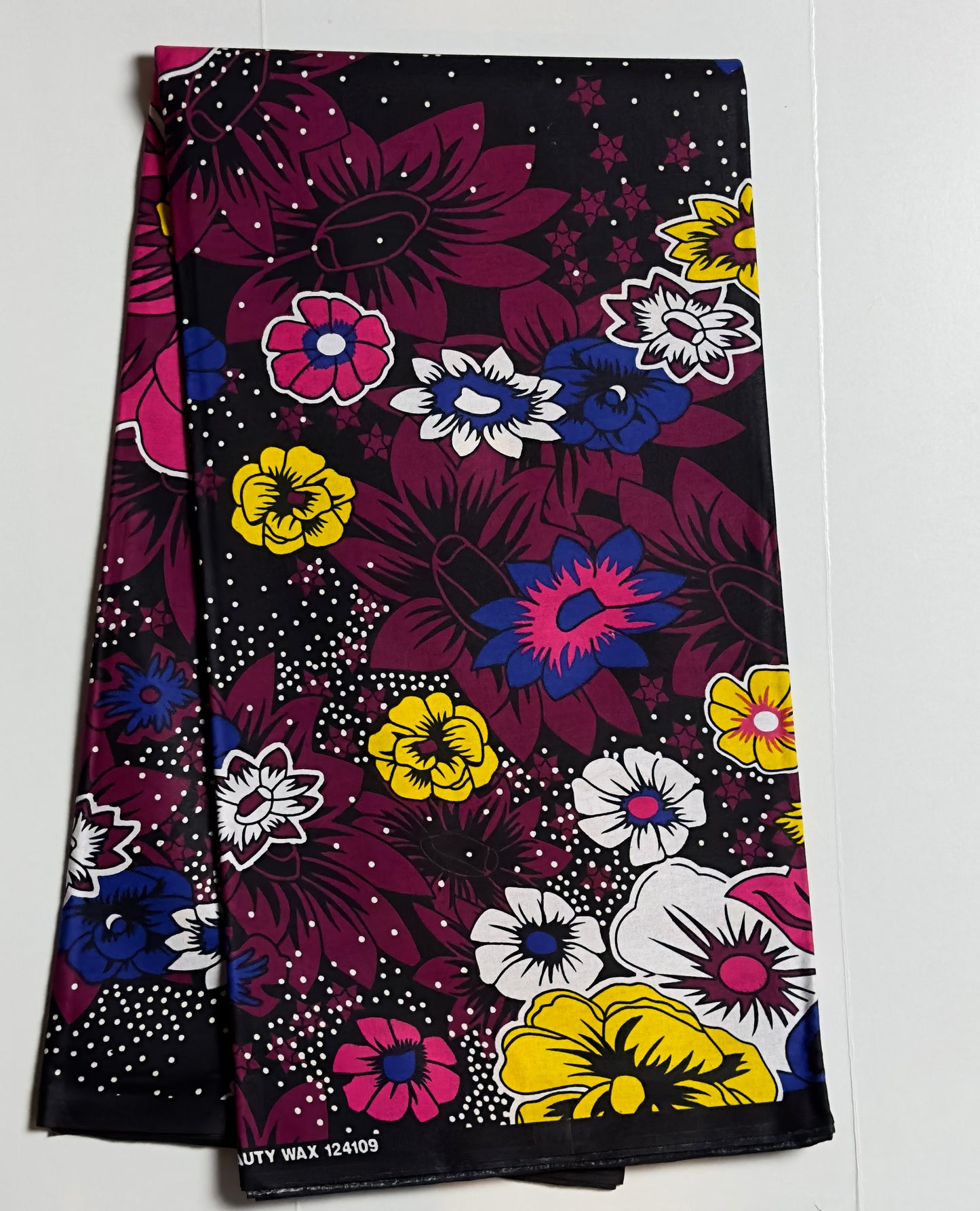 African Print Fabric, Ankara - Pink, Blue, Yellow Fabric
