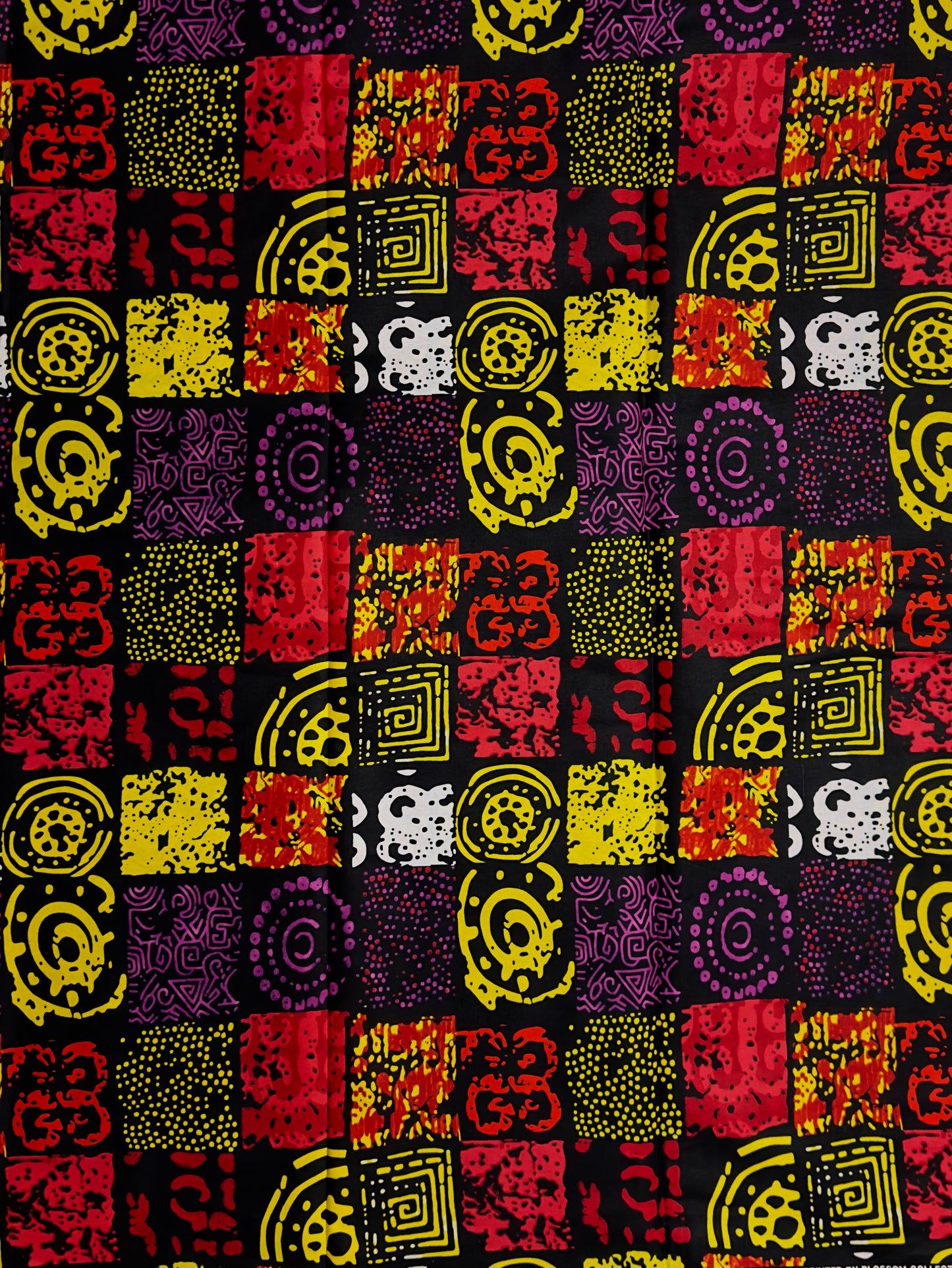 African Print Fabric, Ankara - Yellow, Purple Fabric