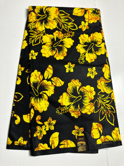 African Print Fabric, Ankara - Yellow Fabric