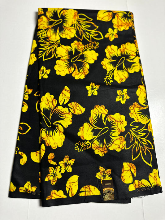 African Print Fabric, Ankara - Yellow Fabric