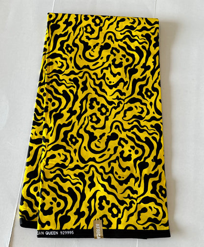 African Print Fabric, Ankara - Yellow Fabric