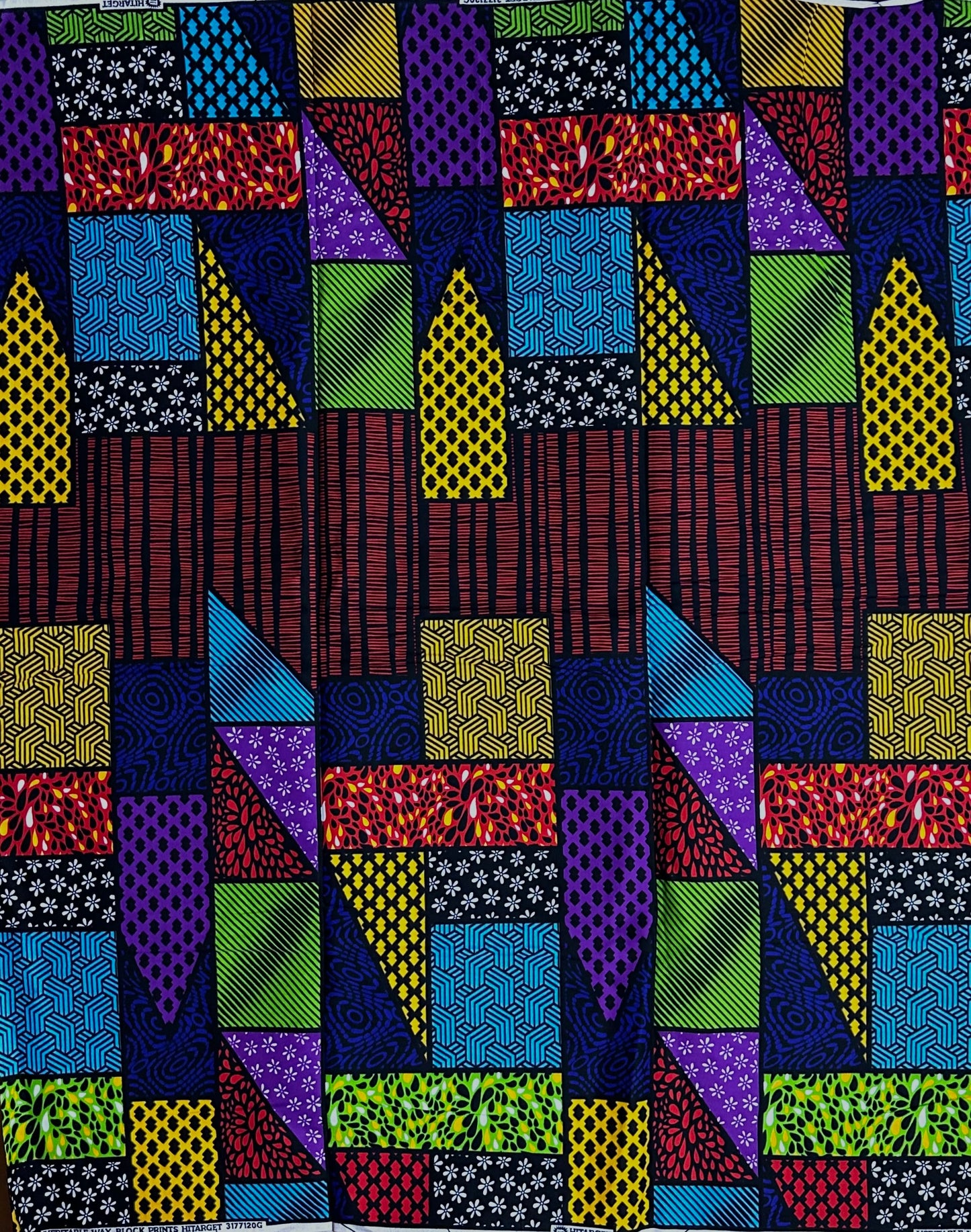 African Print Fabric, Ankara - Green, Blue, Yellow, Red Fabric