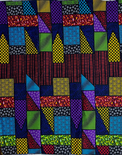 African Print Fabric, Ankara - Green, Blue, Yellow, Red Fabric