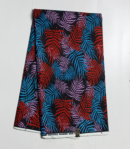 African Print Fabric, Ankara - Red, Blue Purple Fabric