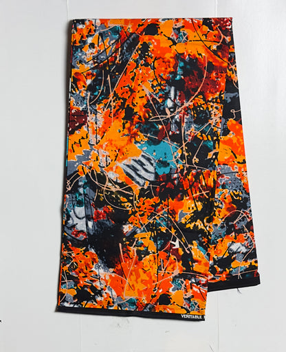 African Print Fabric, Ankara - Orange Fabric