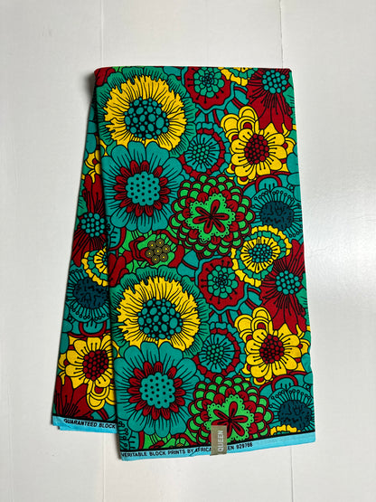 African Print Fabric, Ankara -Red, Yellow Fabric