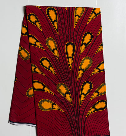 African Print Fabric, Ankara - Red, Yellow Fabric