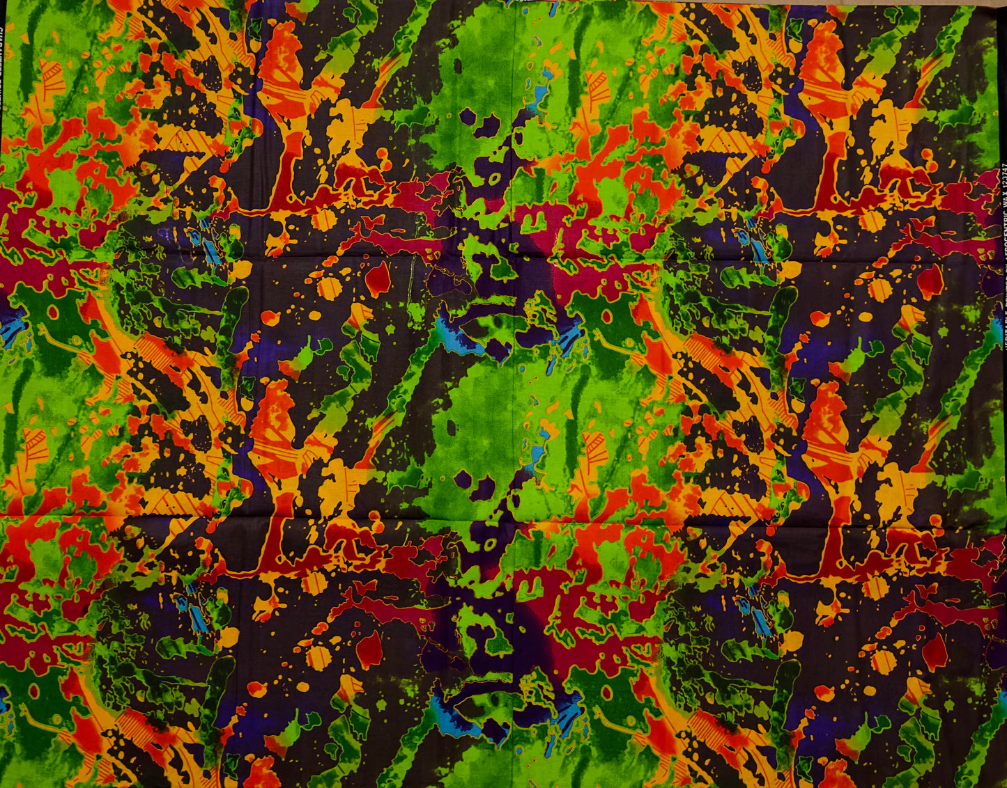 African Print Fabric, Ankara - Green, Red, Orange Fabric