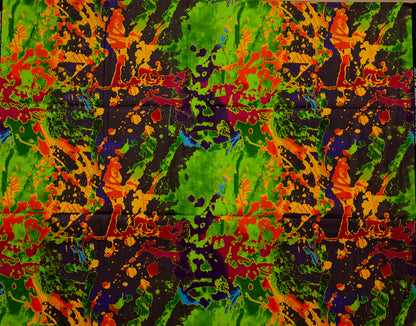 African Print Fabric, Ankara - Green, Red, Orange Fabric