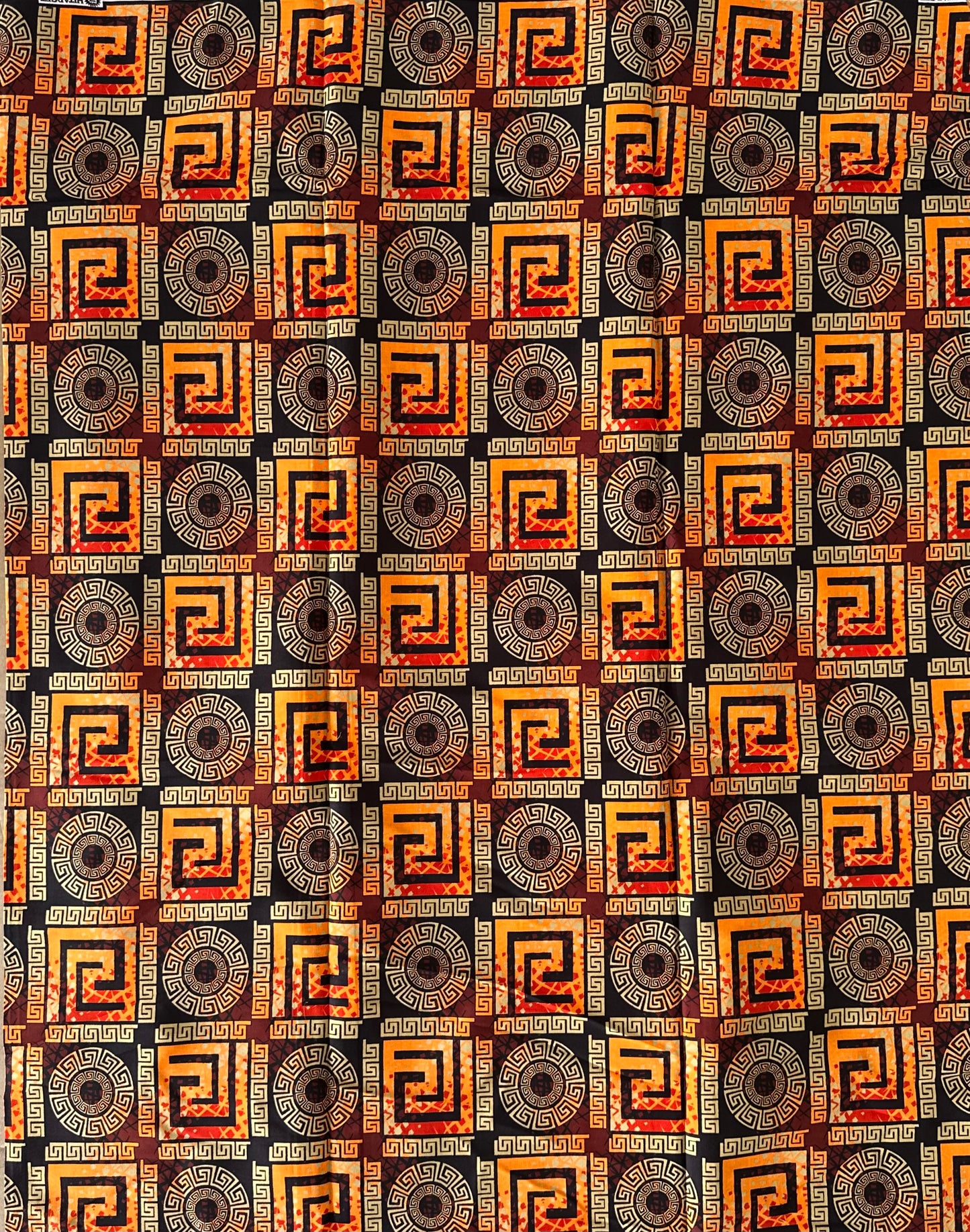 African Print Fabric, Ankara - Orange, Brown Fabric