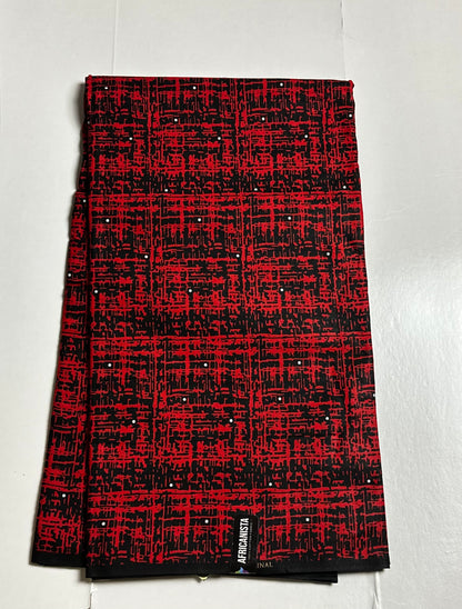 African Print Fabric, Ankara - Red Fabric