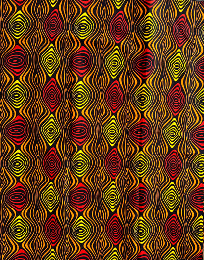 African Print Fabric, Ankara -Orange,Red Fabric, African Clothing