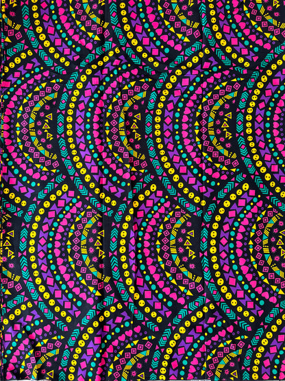 African Print Fabric, Ankara - Red, Pink, Yellow, Purple Fabric