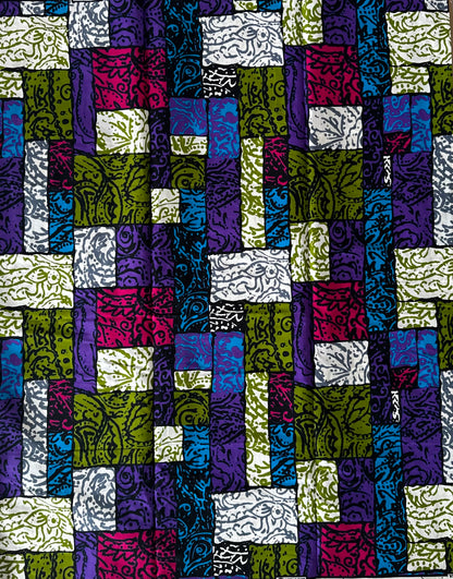 African Print Fabric, Ankara - Purple, Pink, Green, Blue Fabric