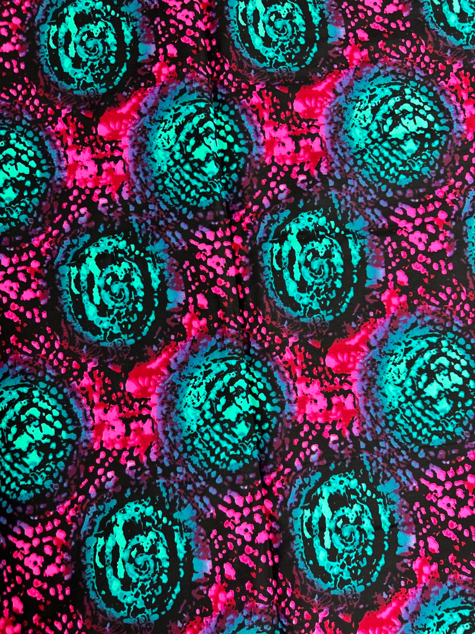 African Print Fabric, Ankara - Pink, Turquoise Fabric