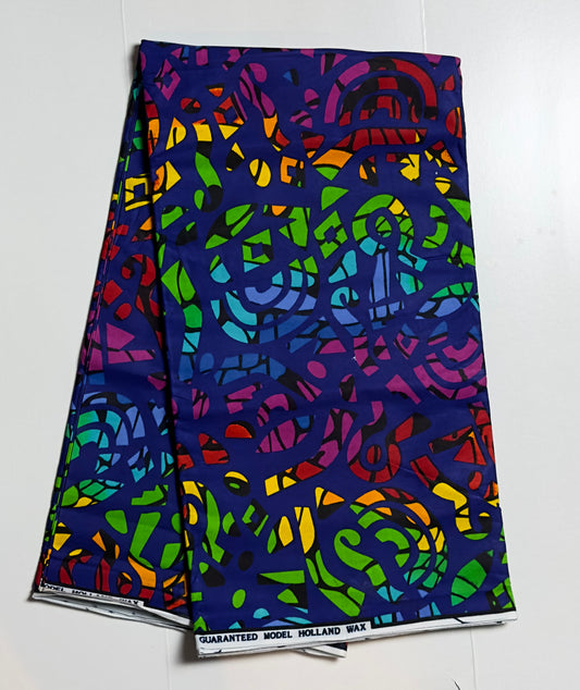 African Print Fabric, Ankara - Blue, Green, Yellow, Red Fabric