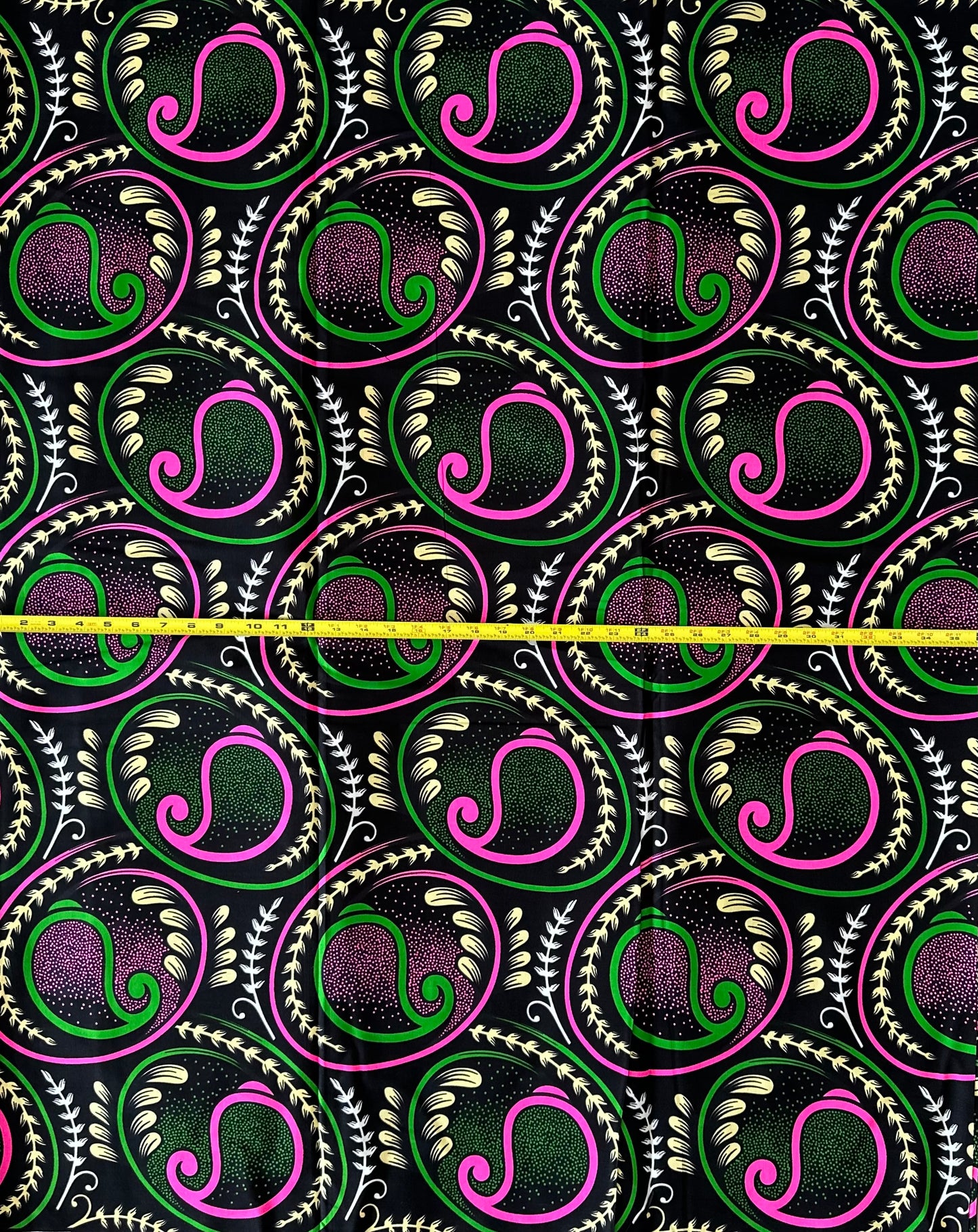 African Print Fabric, Ankara - Green, Pink Fabric