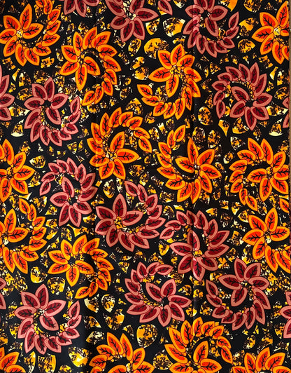 African Print Fabric, Ankara - Orange Fabric