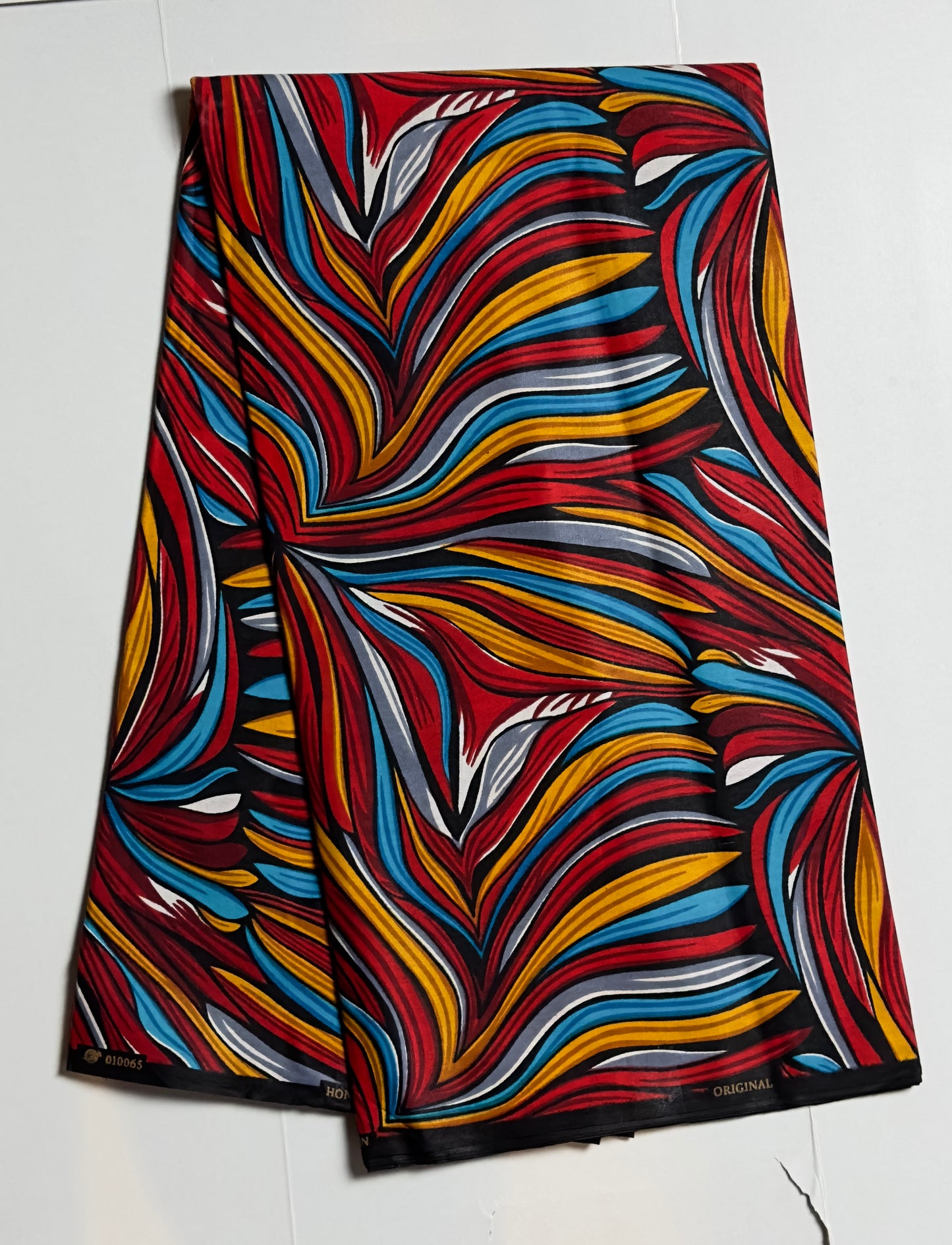 African Print Fabric, Ankara - Red, Black, Blue Fabric
