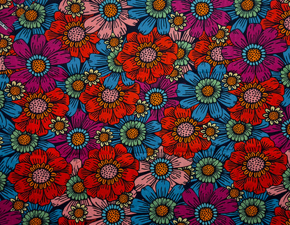 African Print Fabric, Ankara - Pink, Orange, Yellow Fabric