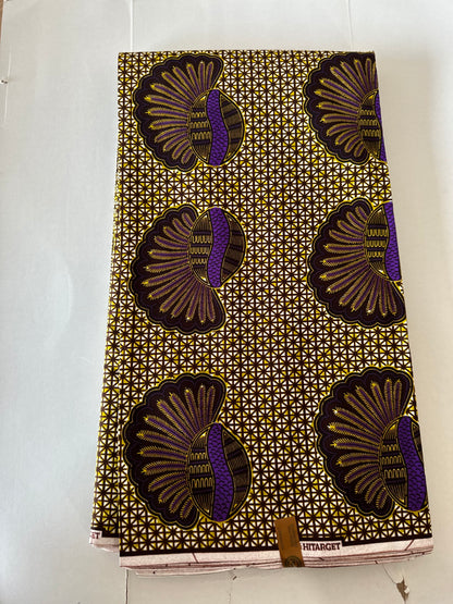 African Print Fabric, Ankara -Brown, Purple Fabric, African Clothing