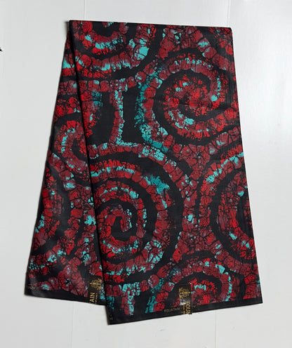 African Print Fabric, Ankara - Red Fabric