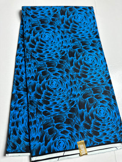 African Print Fabric, Ankara - Blue Fabric