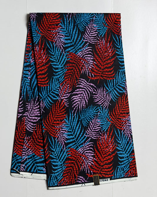 African Print Fabric, Ankara - Red, Blue Purple Fabric