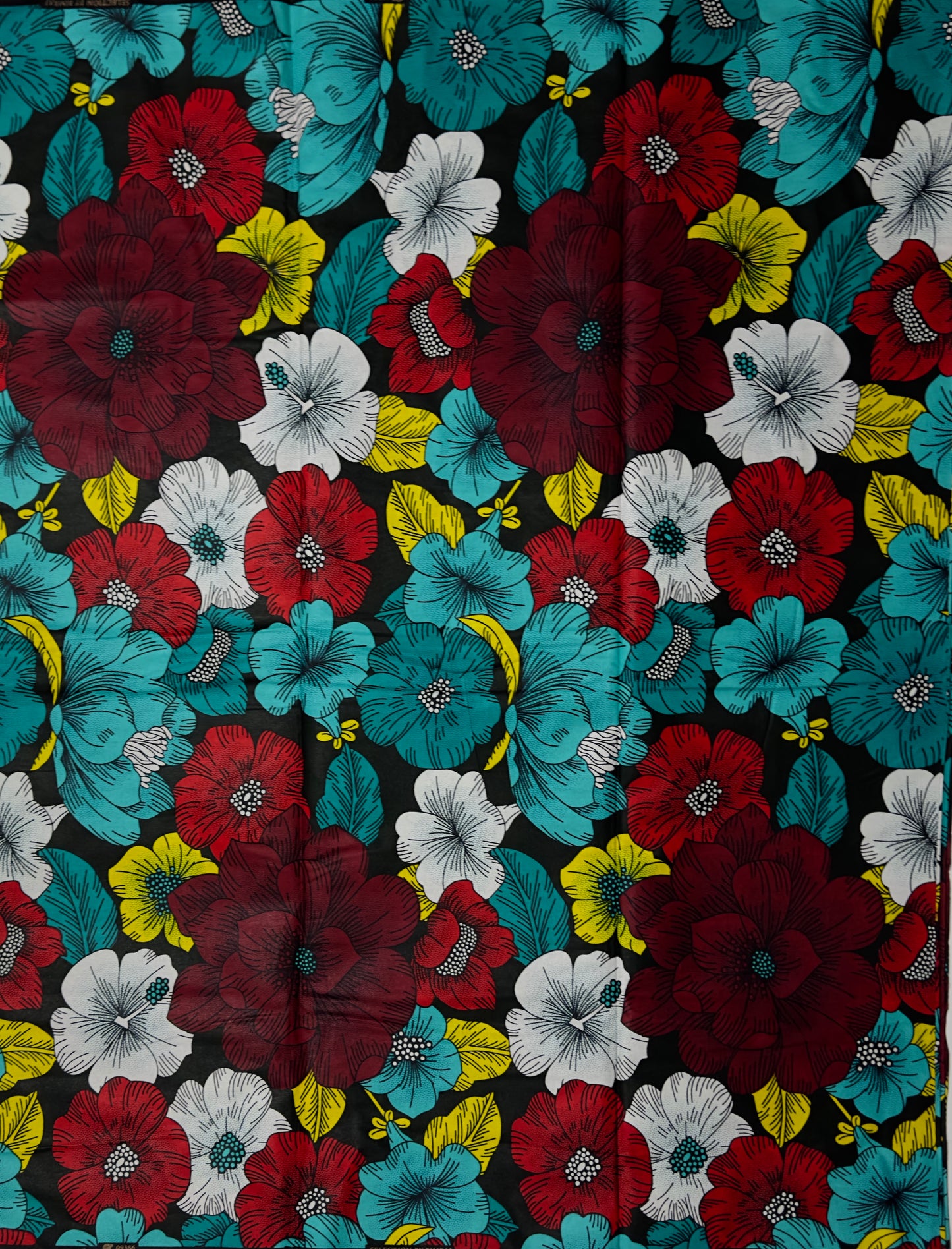 African Print Fabric, Ankara - Red, Yellow, White Fabric
