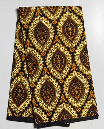 African Print Fabric, Ankara - Brown Fabric