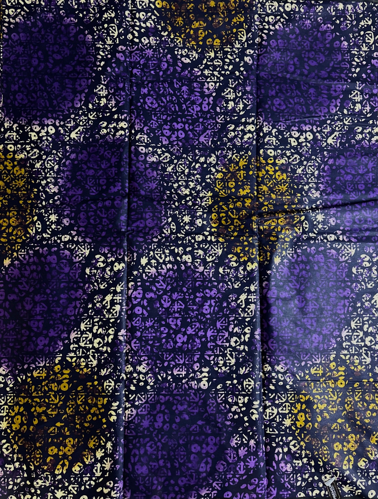 African Print Fabric, Ankara - Purple, Beige Fabric