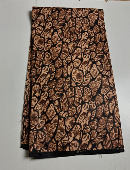 African Print Fabric, Ankara - Brown Fabric