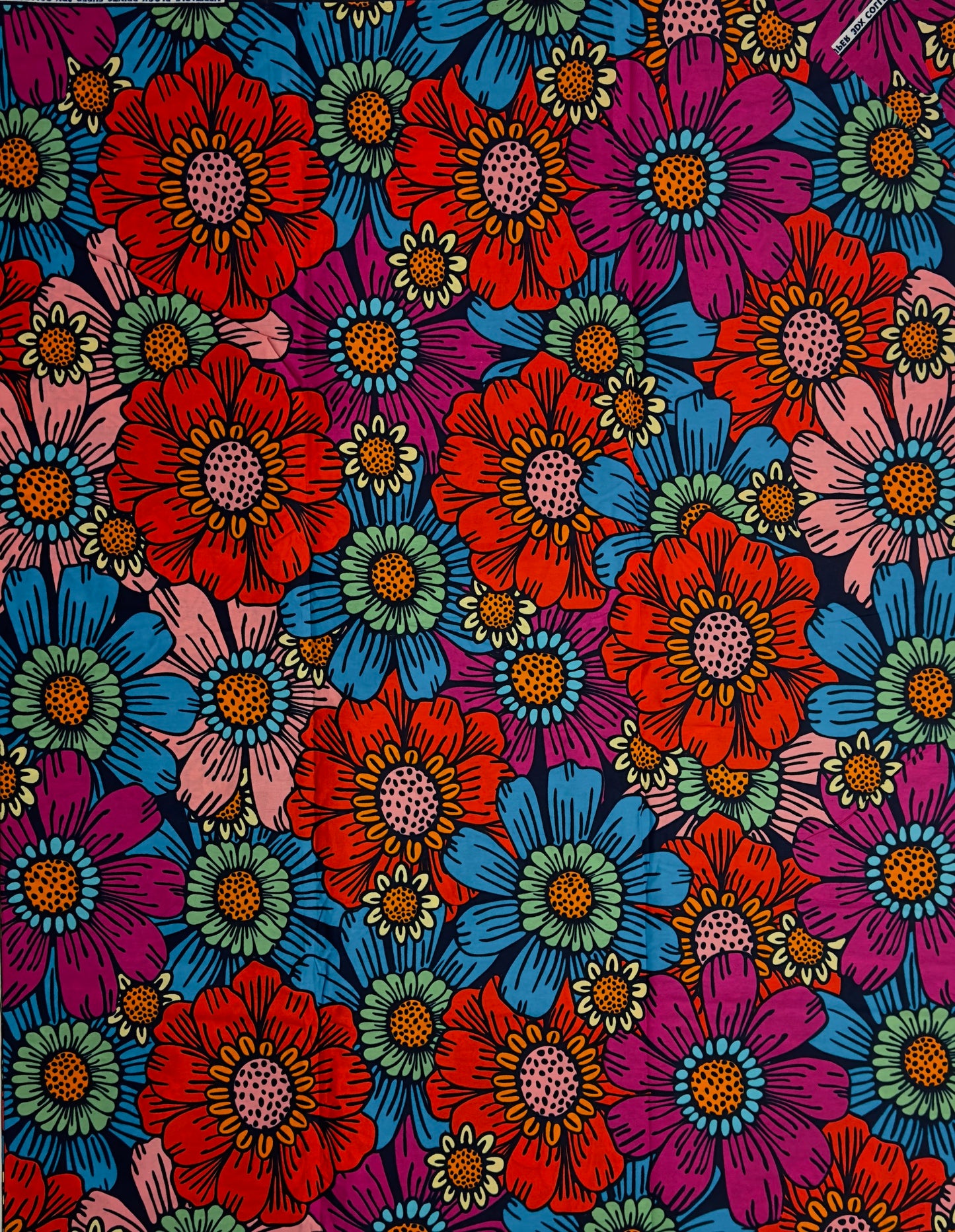 African Print Fabric, Ankara - Pink, Orange, Yellow Fabric